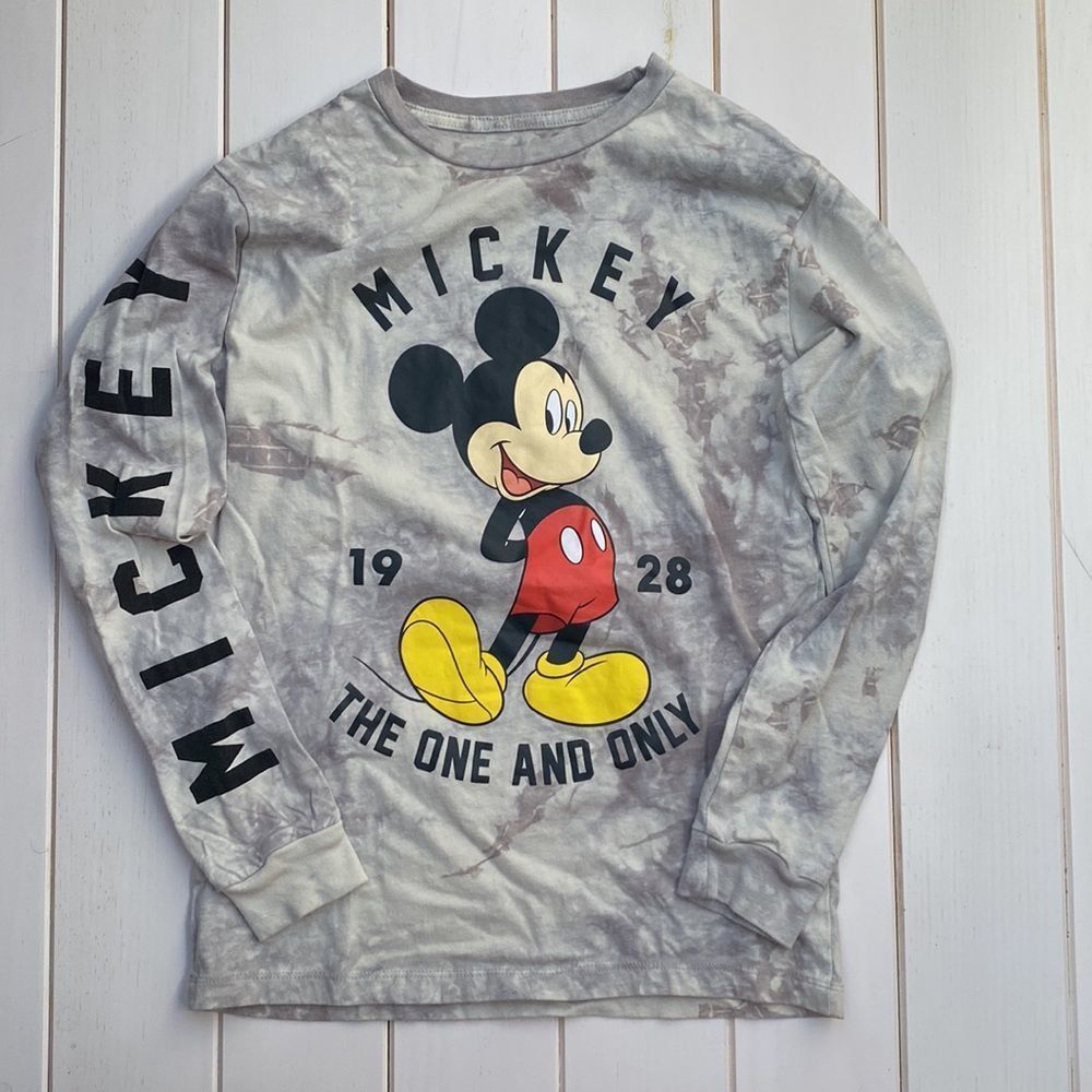100% Cotton Mickey Mouse Graphic Tie-died Crew Neck Shirt